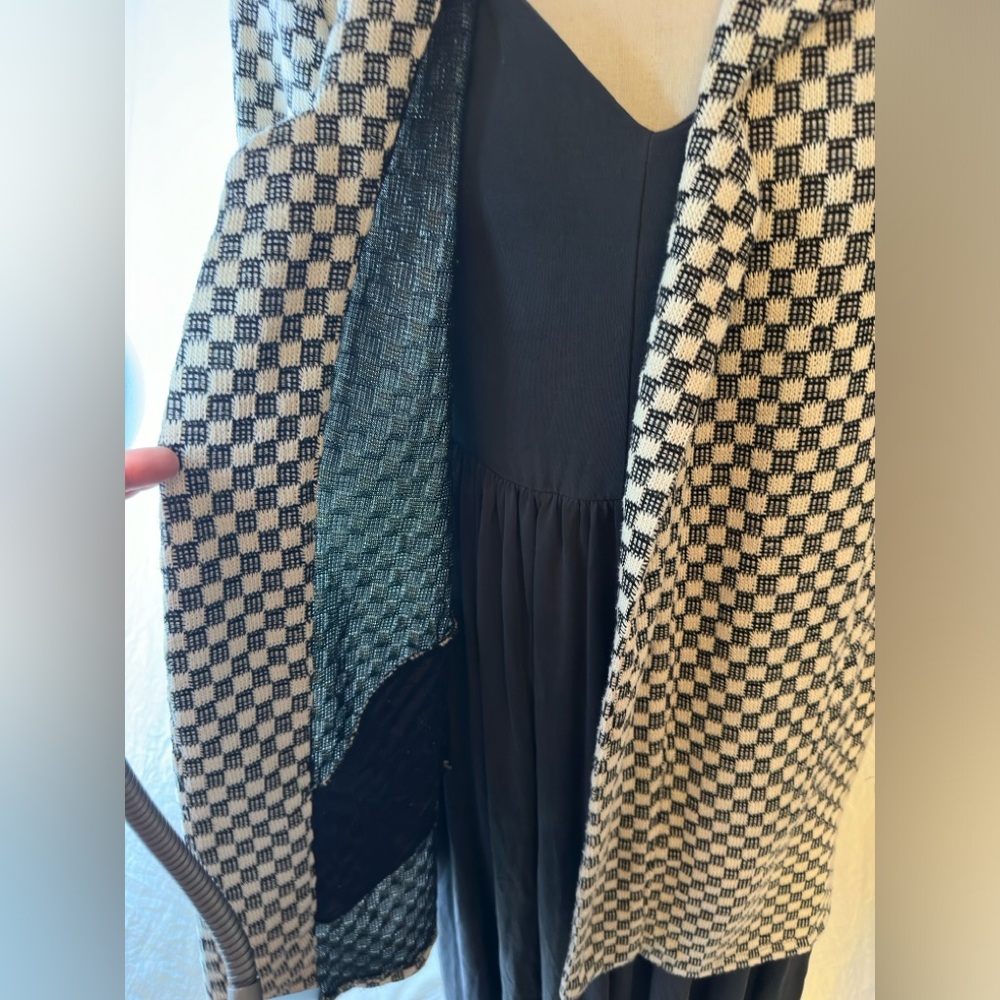 Bobeau Black White Textured Open Front Jacket Medium - Picture 5 of 11